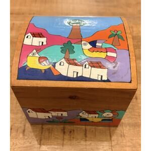 Hand Painted In Rural El Salvador In Nueva Creacion Workshop Wooden Trinket Box